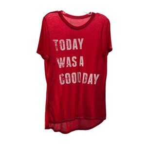 Lyric Culture Red Label 'Good Day' Pullover Tee Red/White Size Large Semi Sheer